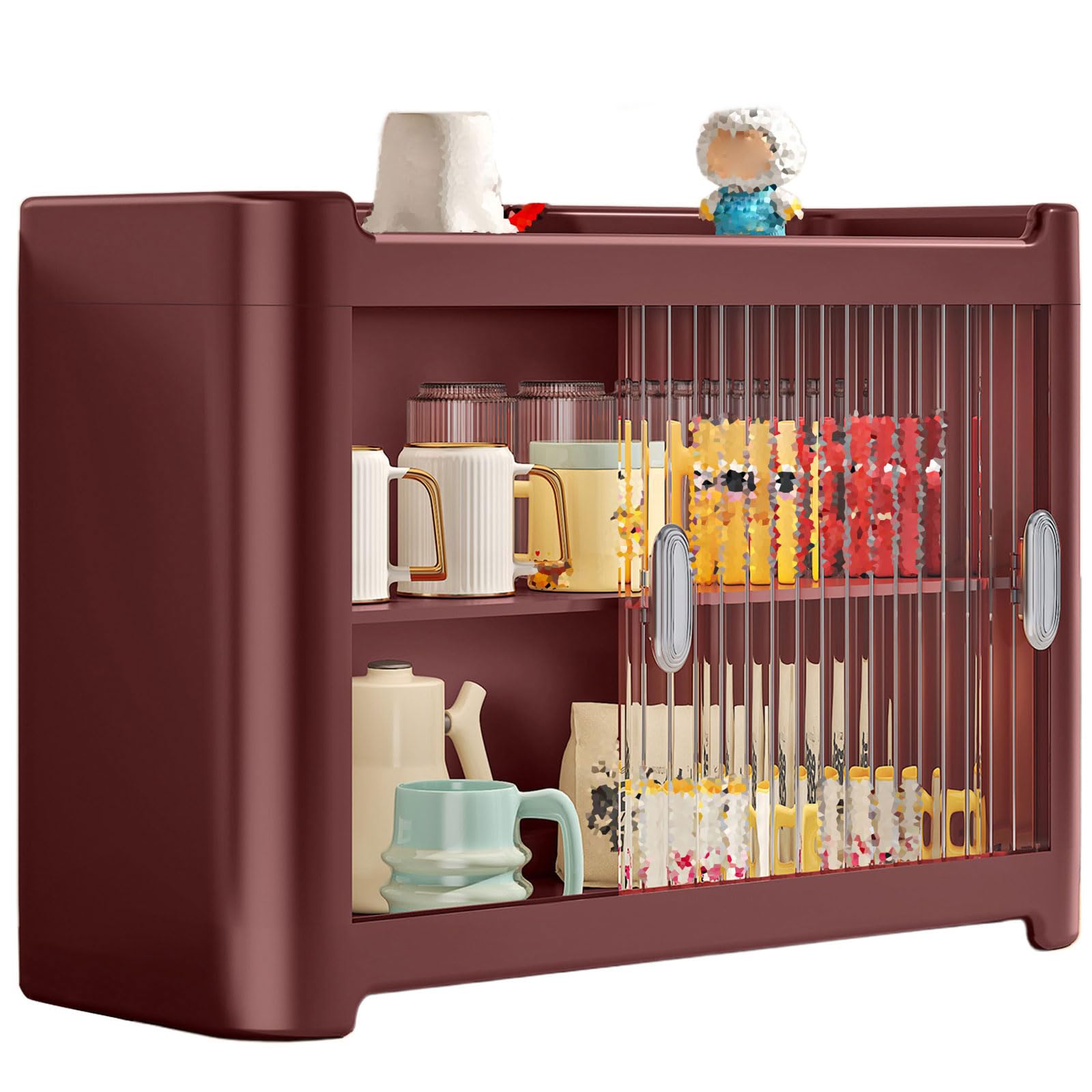 Boîte de figurines de comptoir et vitrine pour verres à liqueur en bois suspendue