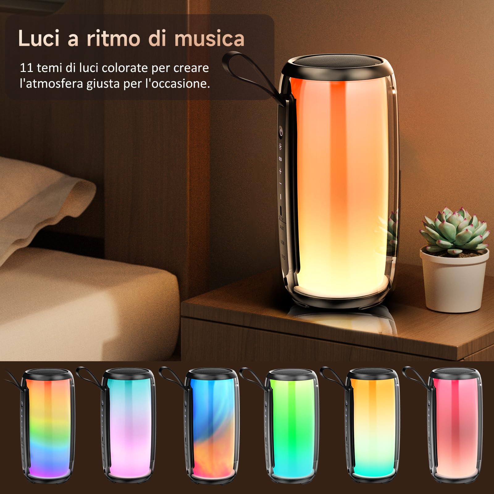 JYX Altoparlante Bluetooth 5.4 portatile, 60 W Bass Potenti, 24 H Autonomia, 11 Luce RGB, USB, AUX, TF Carte, Altoparlante Bluetooth per Feste/Viaggio/Esterni