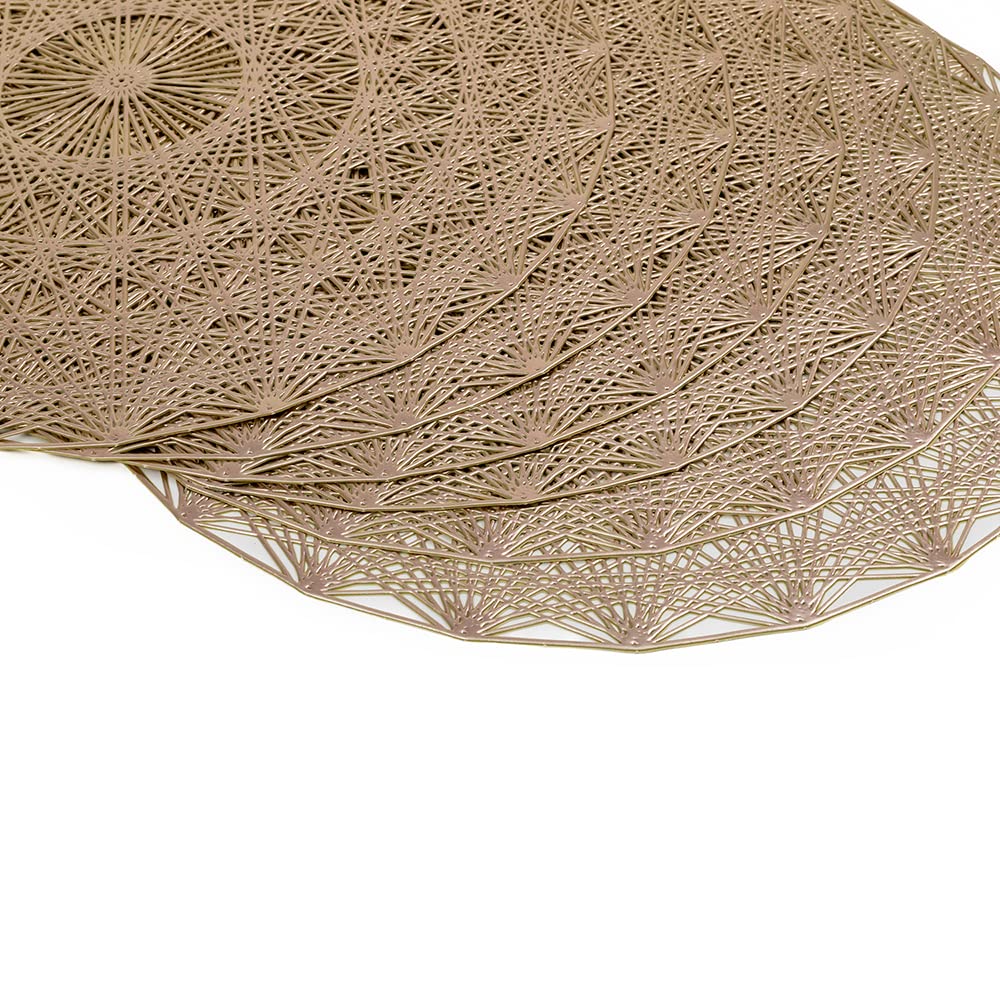 EZ Life Baroque Interweave Nebula Round 6 Table Mats Set - Dining Table Mat & Dining Kitchen Restaurant Table Mats for Dinner Parties-Non-Slip - Waterproof Placemat for Dining Table, Table Décor Mat 2