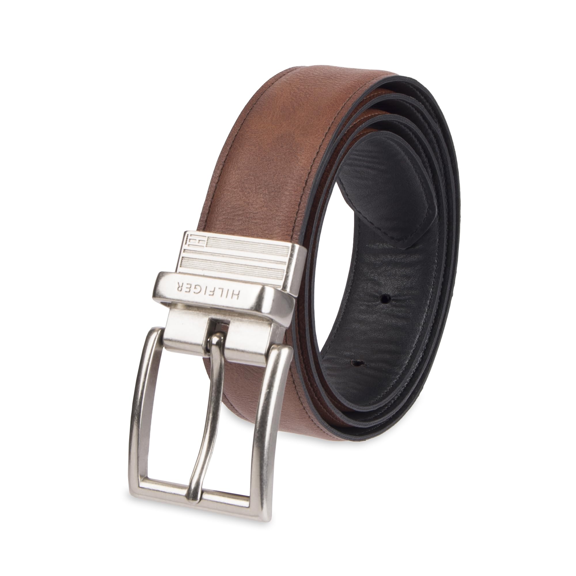 Men's Reversible Leather Belt, 2‑in‑1 Design for Dress Or Casual Wear