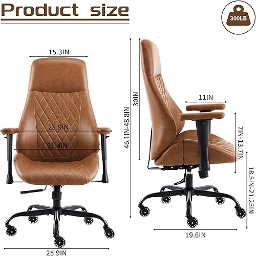 Miniatura 2 de YFO Home Office Desk Chair High Back Office Rubber Casters Ergonomic Computer Chair with Lumbar Support Adjustable Height Rolling Swivel Chair