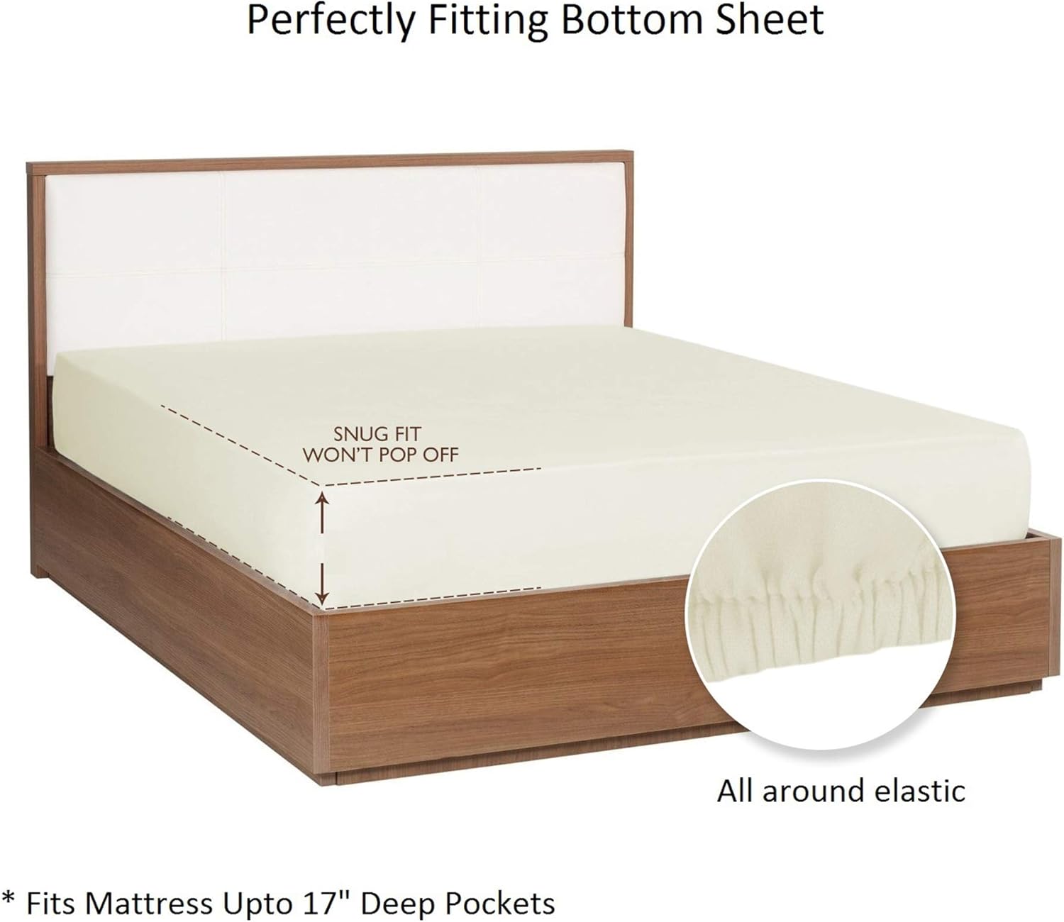 Callista 100% Organic Cotton Sheet Set 300 Thread Count -Full Size, Wrinkle-Free, Fade, Stain Resistant, Hypoallergenic -4 Piece Set -1 Flat Sheet, 1 Fitted Sheet and 2 Pillowcase -Ivory