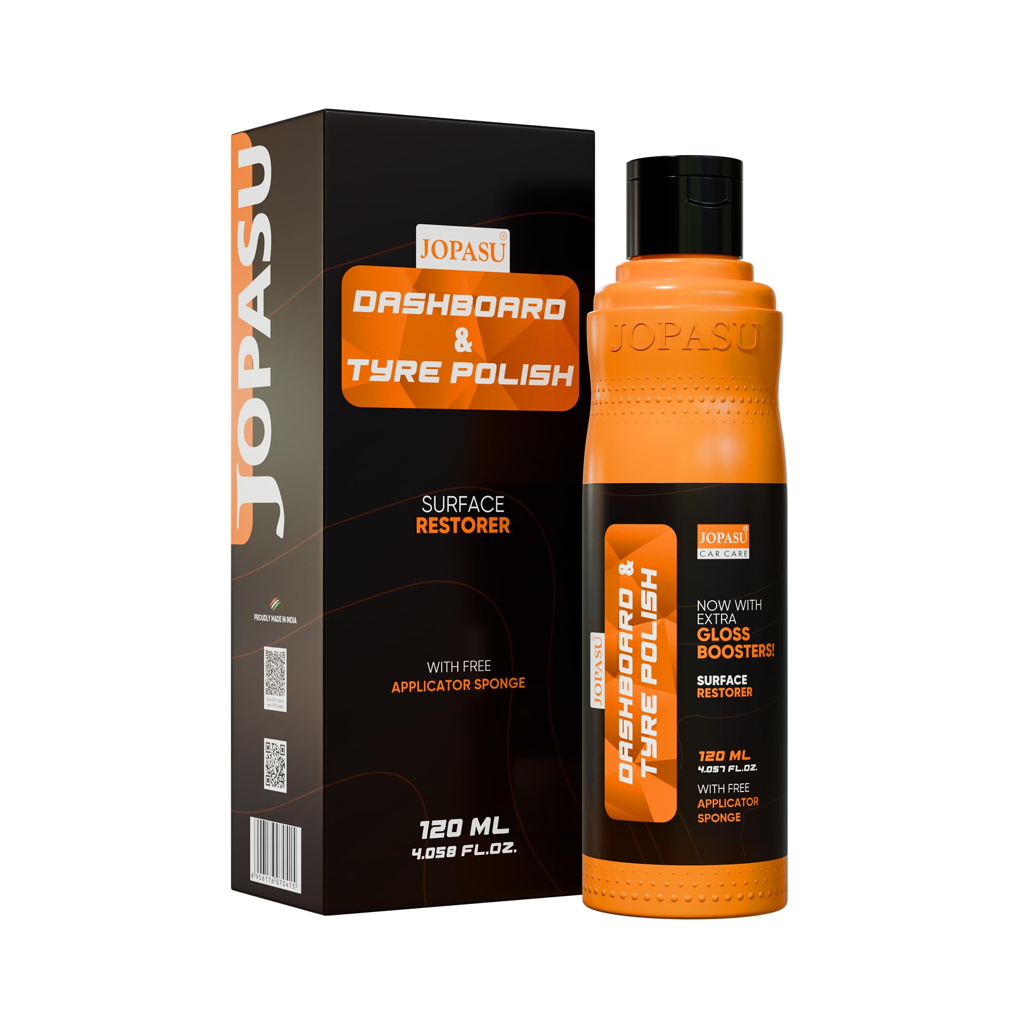Jopasu Dashboard & Tyre Polish | 120ml | Multi Purpose - All in one | Dark Shine for Dashboard, Tyres, Vinyl, Plastic | Ultra-Wet High Gloss Finish | Restores Interiors, Trims & Faded Tyres
