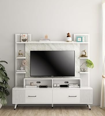 Wall Unit | Alpine | 3 Year Warranty |Wall Unit Freestanding, TV Unit | Large Size | Engineered Wood |Modern Design| HIGH Gloss White