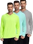 1 or 3 Pack Men's UPF 50+ Fishing Shirts Long Sleeve UV Sun Protection Hoodie Hiking Rash Guard Fishing Outdoor Running