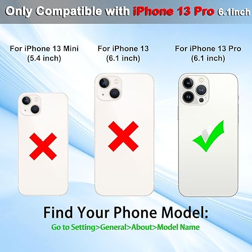 Miniatura 2 de VANAVAGY Funda tipo cartera compatible con iPhone 13 Pro Max para mujeres y hombres, funda de piel sintética con tapa para teléfono compatible con