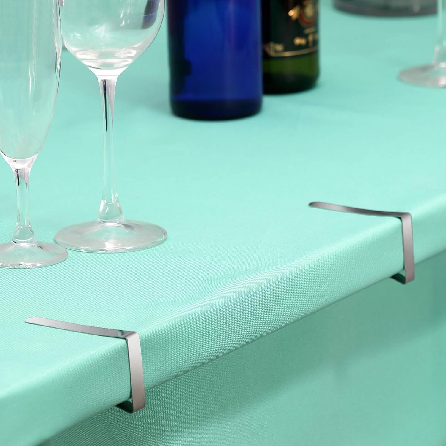 Set di 12 Tovaglia Clip in Acciaio, Gadget Molla Fermatovaglia, Acciaio Inossidabile, Argento, per Outdoor Picnic Party, Adatto a Tavoli di 2-4 cm di Spessore