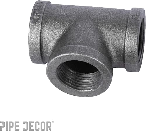 Vista 14 de PIPE DECOR - Codo de salida lateral de 1/2 pulgada, accesorios de hierro maleable negro para tuberías, pezones y accesorios estándar de 1/2 pulgada