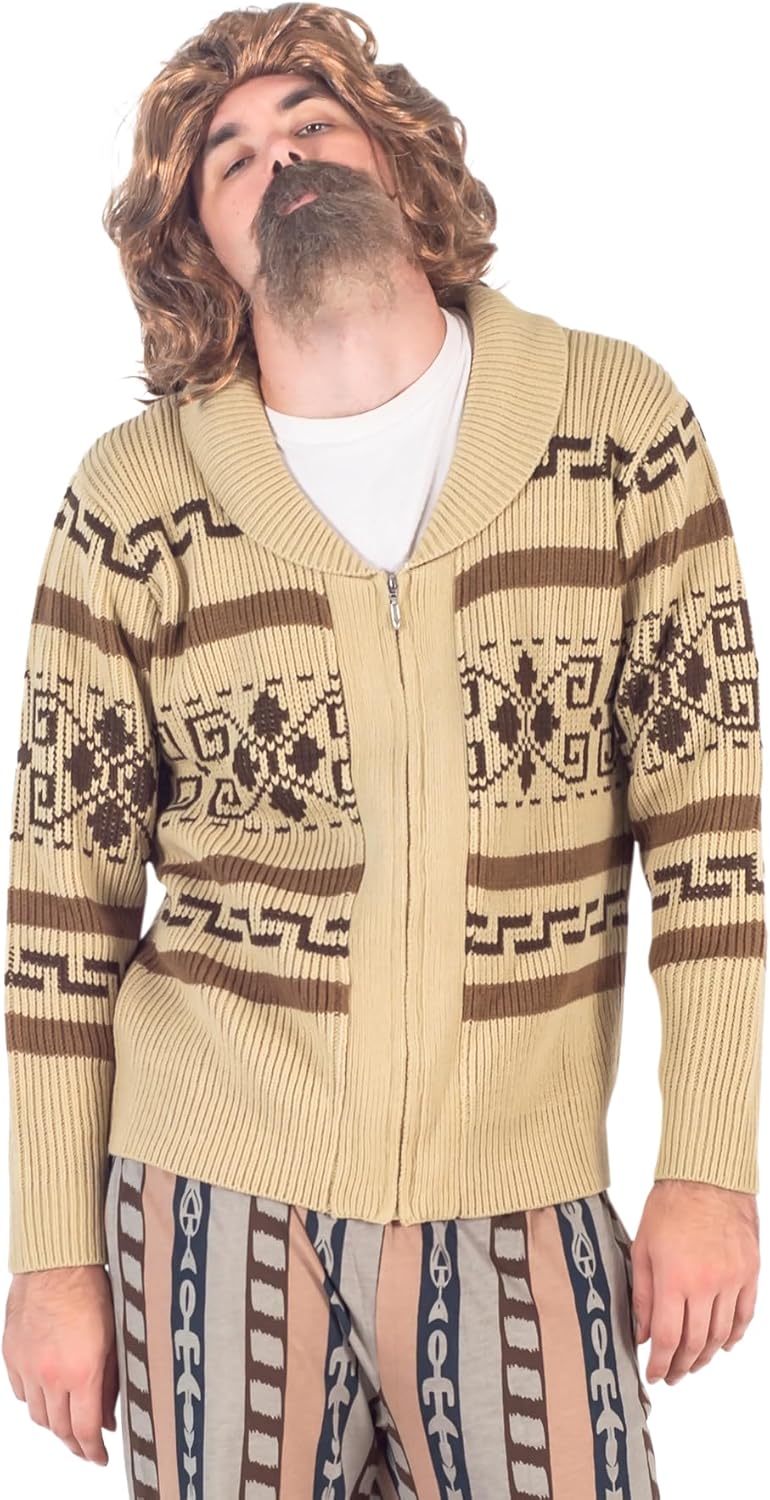 The Dude Lebowski Bowling Movie Character Cardigan Sweater and Lounge Pants Halloween Costume Set - Image 6