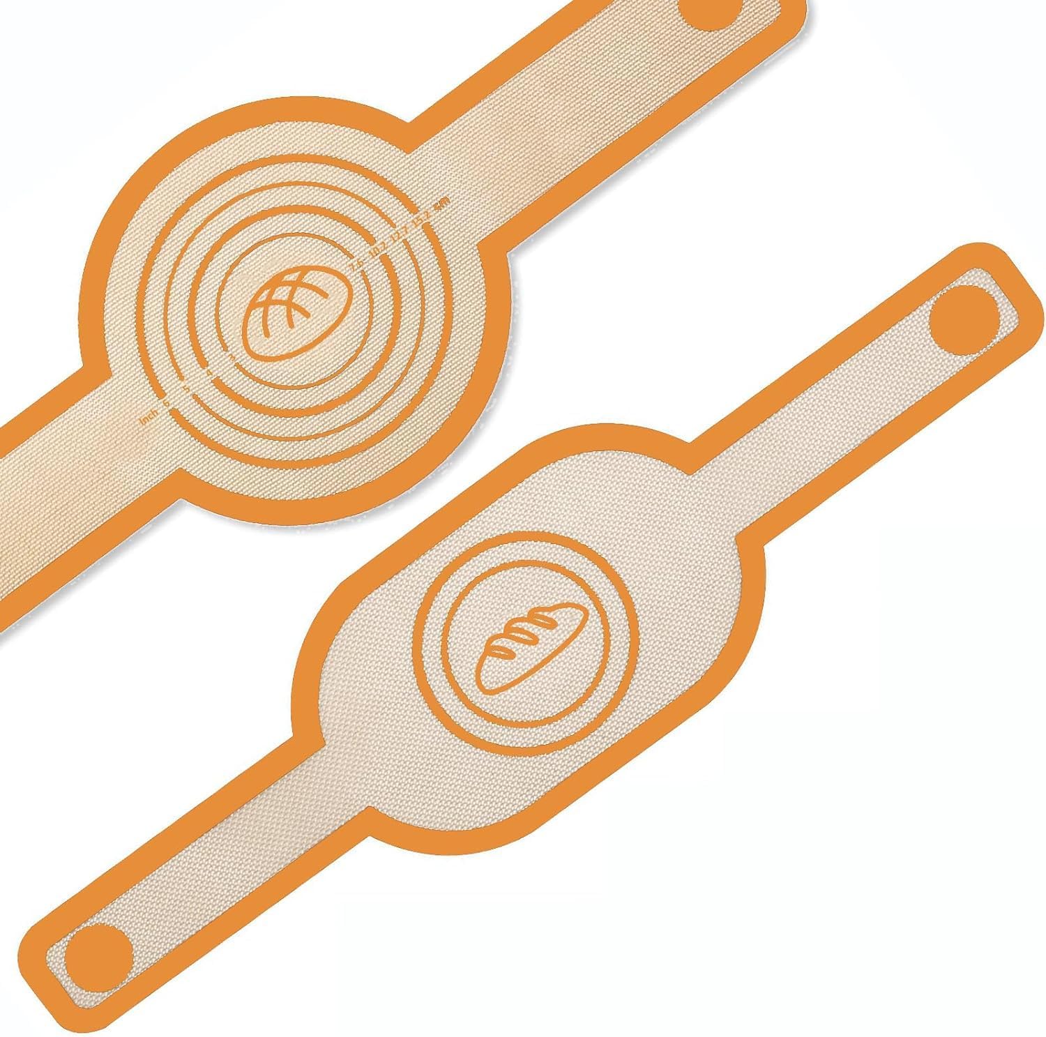 MostNow 2 Pcs Silicone Bread Sling for Dutch Oven Liners,Non Stick,Easy Clean Reusable Silicone Bread Baking Mat with Long Handles,Easy to Transfer Sourdough Bread (Orange)