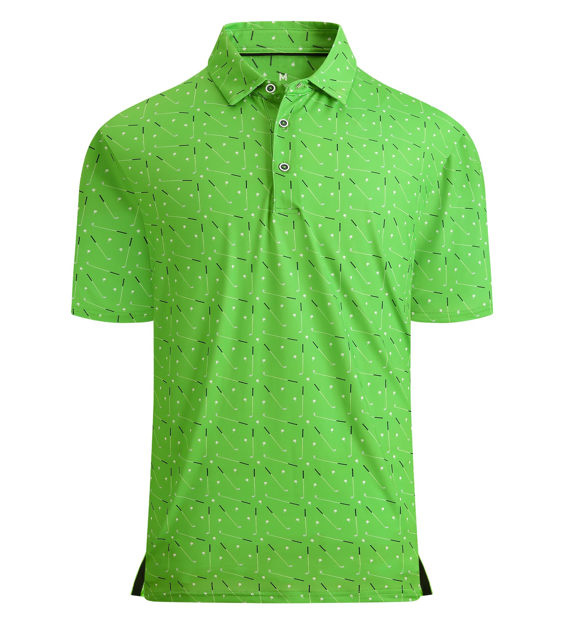 Damipow Golf Shirts for Men Dry Fit Short Sleeve Print Collared Polo Shirt