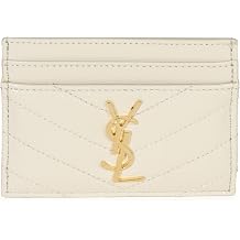 Pre-Loved Blanc Vintage Grain De Poudre Matelasse Cassandre Card Case, White