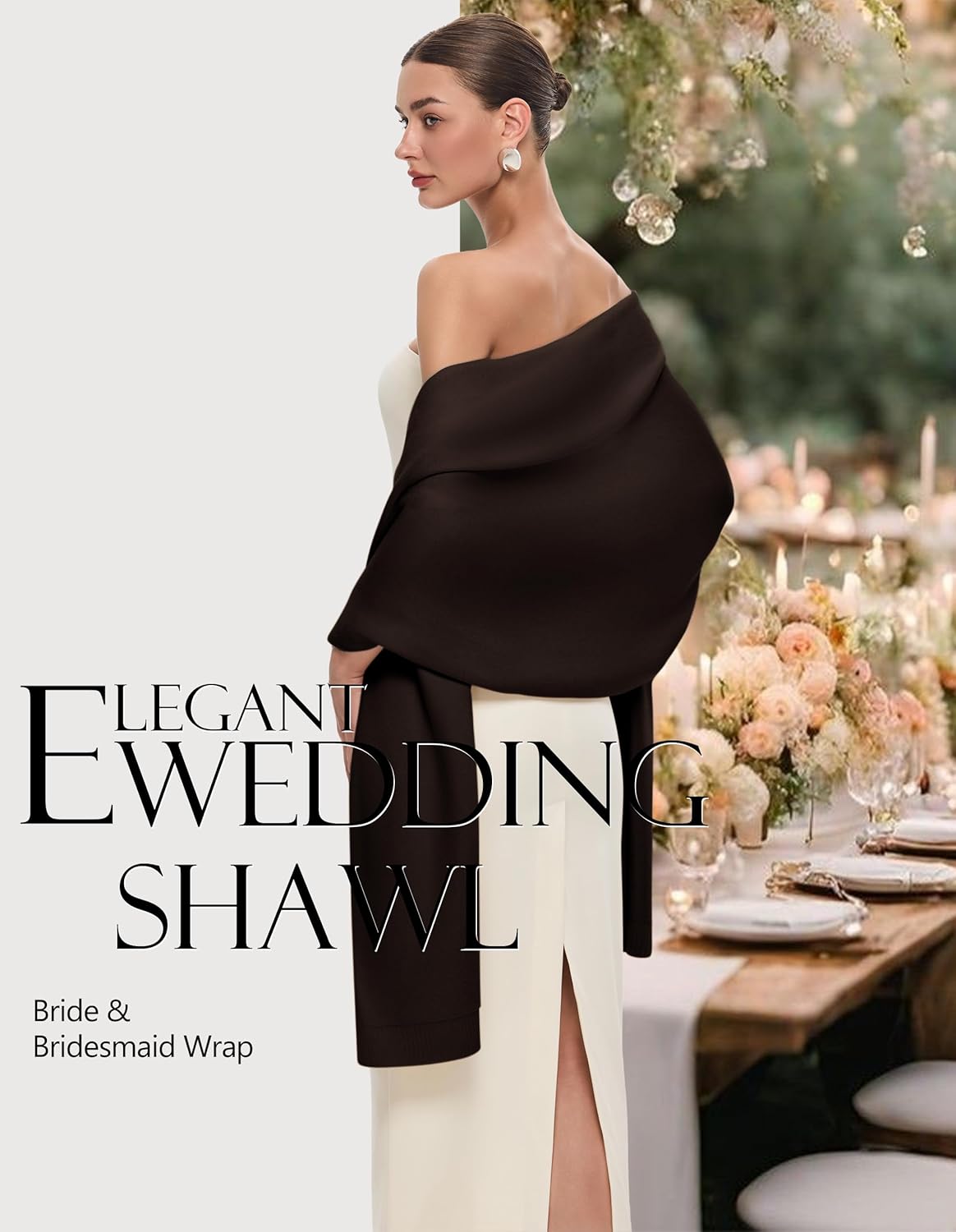 PULI Women's Pashmina Shawl Wraps for Evening Dress Large Scarf Blanket Long Wedding Bridal Winter Warm Shoulder Wrap - Image 3