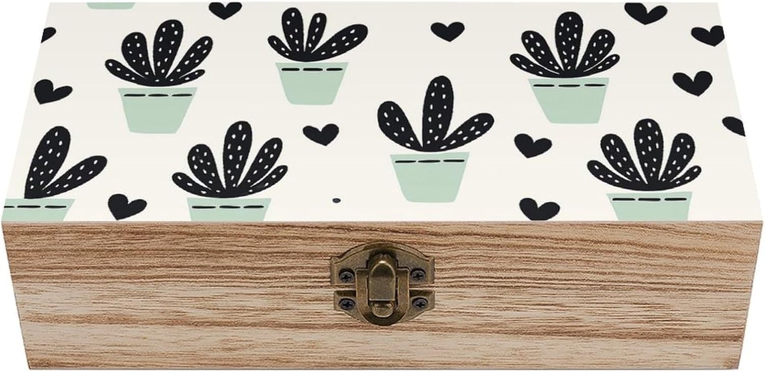 Cautus Potted And Heart Wooden Storage Box