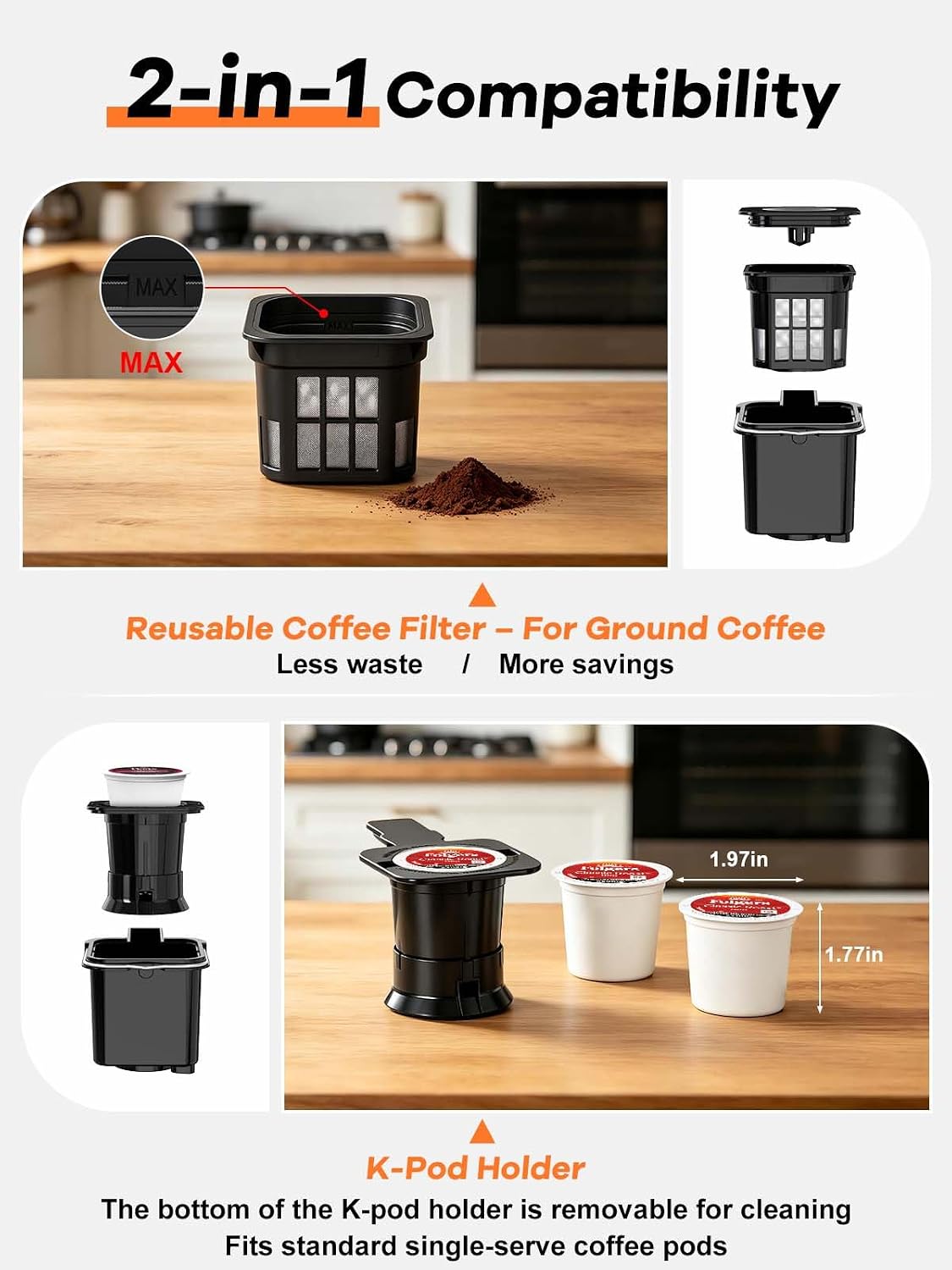  Hot & Iced Single Serve Coffee Maker for Coffee Pods & Ground thumbnail