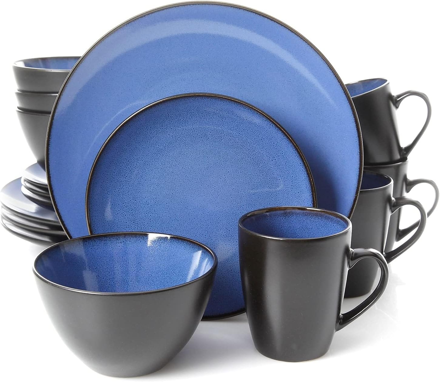 Gibson Soho Lounge Round 16pc Dinnerware Set, Blue 93597331M