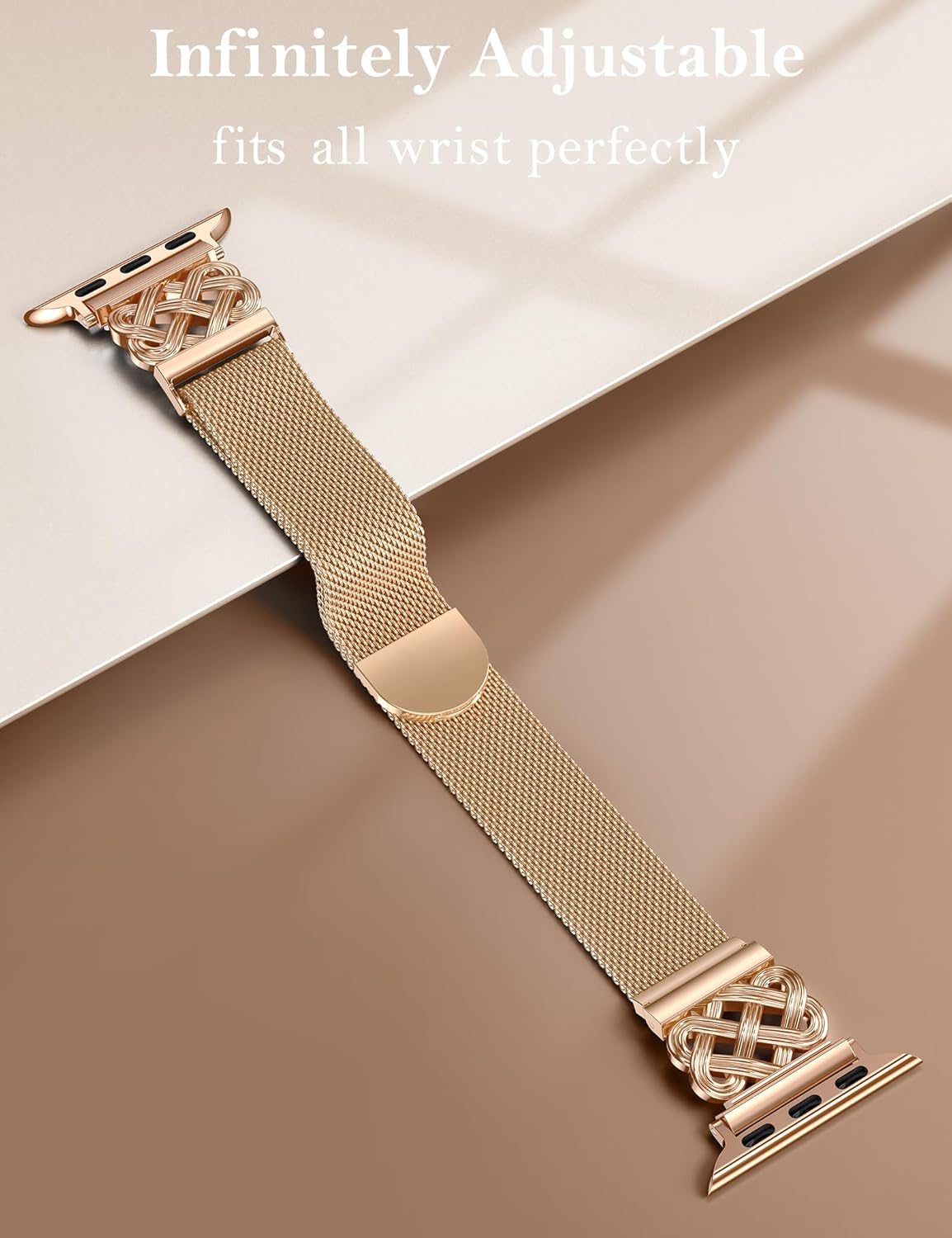 Stainless Steel Magnetic Loop Compatible with Apple Watch Band 41/40/38/49/46/45/44/42mm Women Metal Mesh Celtic Knot Dressy Strap for iWatch SE Series 10/9/8/7/6/5/4/3/2/1/Ultra(1/2) - Image 4