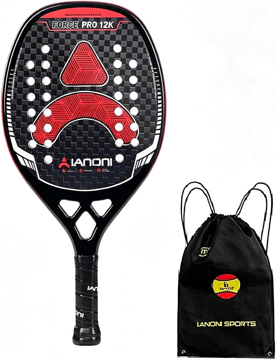 Fibra de carbono de la estafa 12K del tenis de playa con la paleta del tenis de playa de la base de la espuma de la memoria de EVA