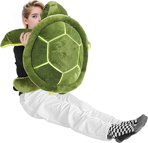 Civaner Animales de peluche de tortuga grande tortuga marina de felpa suave almohada gigante de tortuga juguetes de peluche de tortuga muñeca de San