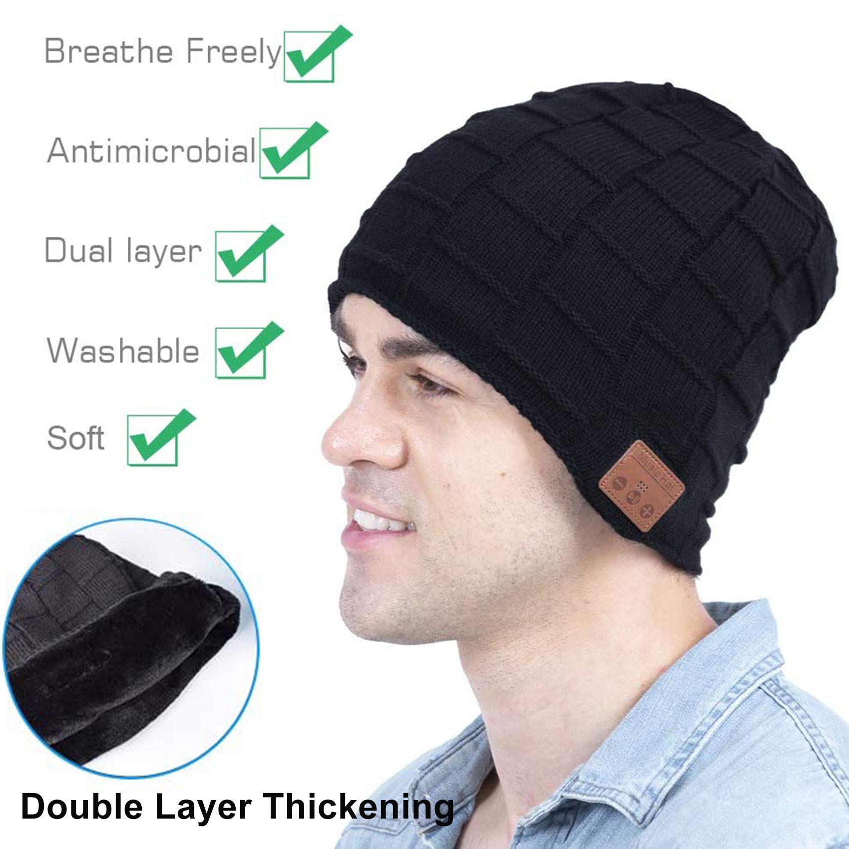 Bonnet Bluetooth 5.0 EasyULT - Casque Audio Intégré Lavable - Idéal Sport Ski Marche