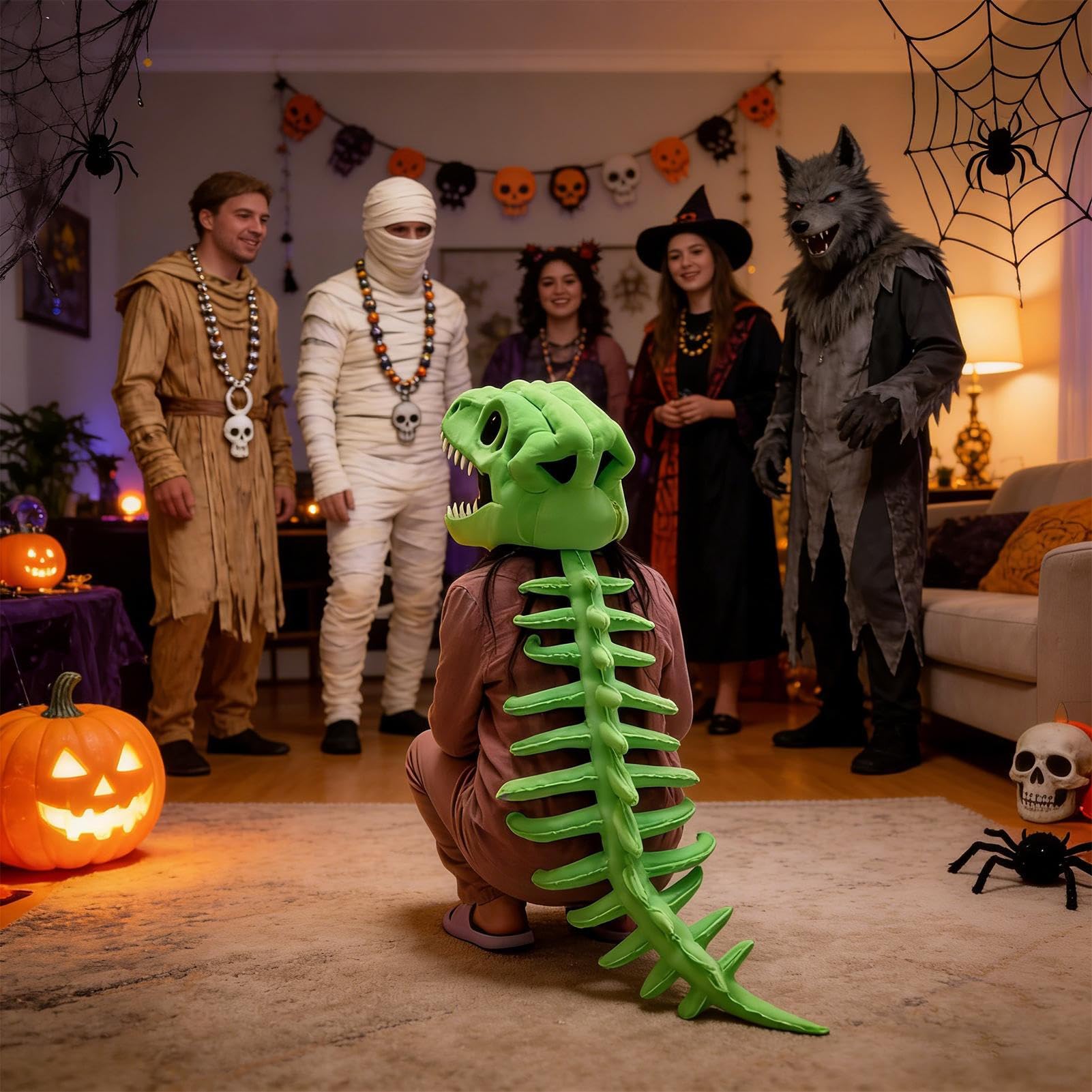 Kostium szkieletu dinozaura, bawełniany strój na Halloween, występy sceniczne, imprezy tematyczne, konwencje komiksowe, nawiedzony dom, tworzenie filmów, maskaradę