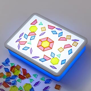 PreTrans 16" Kids LED Light Box Table - Adjustable Brightness Light Pad for Art, Tracing, Sensory Play & Learning (Blue)