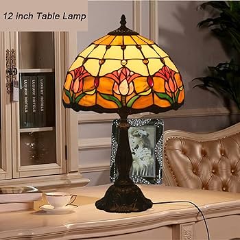 ステンドグラス　ランプ　間接照明　デスクライト　ビンテージ LEDテーブルライト ステンドグラスランプ デスクライト 間接照明