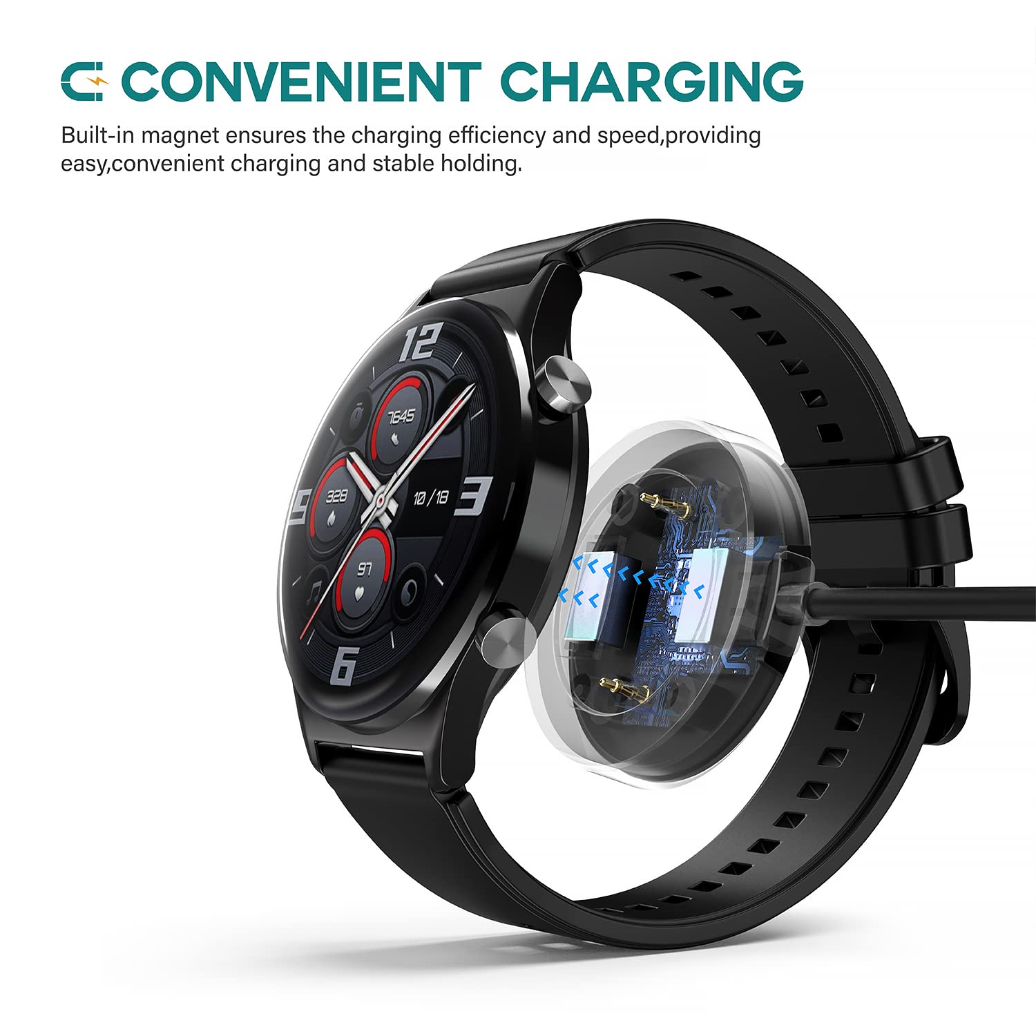 Cavo Caricatore Huawei Band 9/8/7/6 E Watch Fit | Compatibile Honor Band, 100cm Nero - PHONILLICO - Foto 13