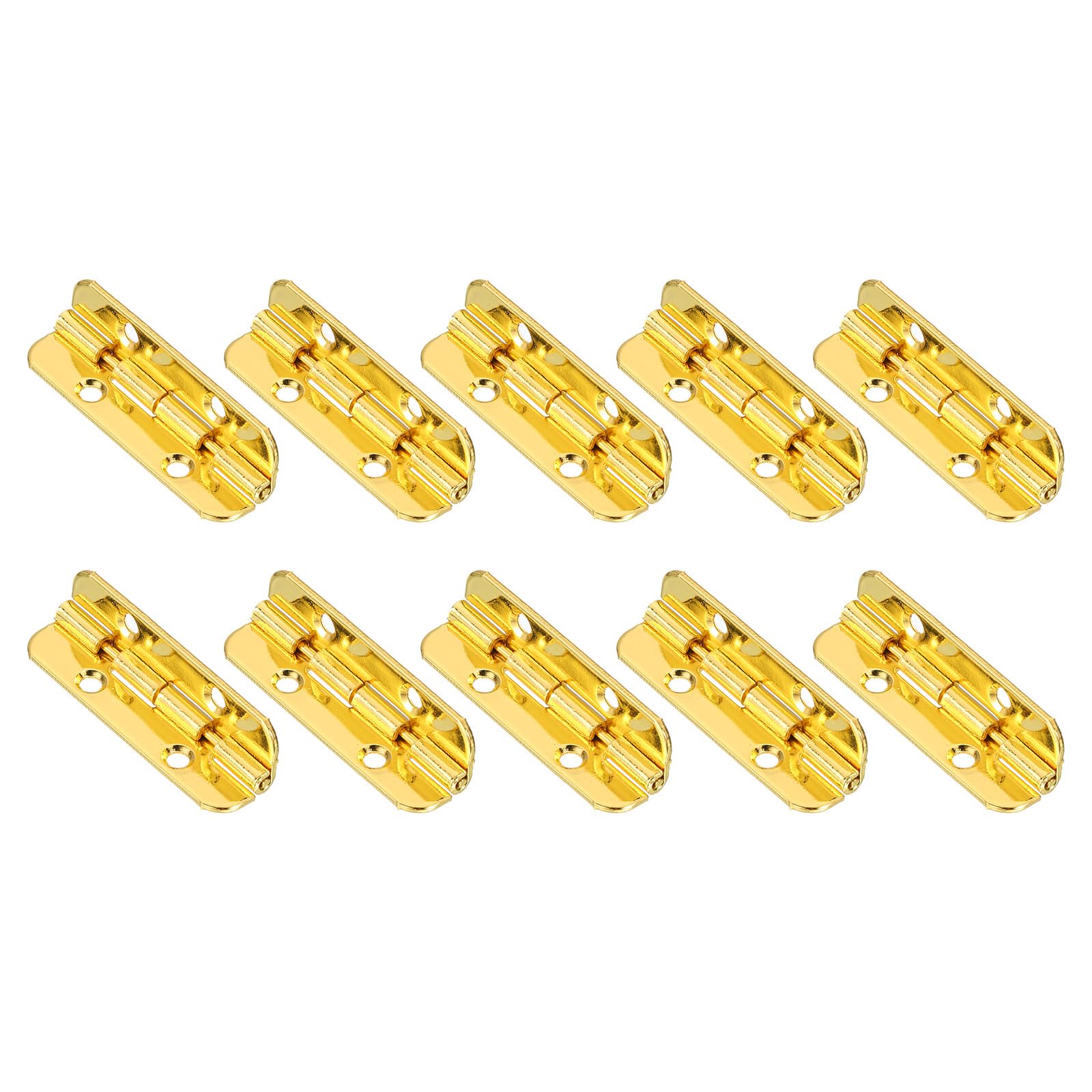 Charnières pliables 90 degrés uxcell en métal doré 40x10 mm pour meuble et boîte - Lot de 10