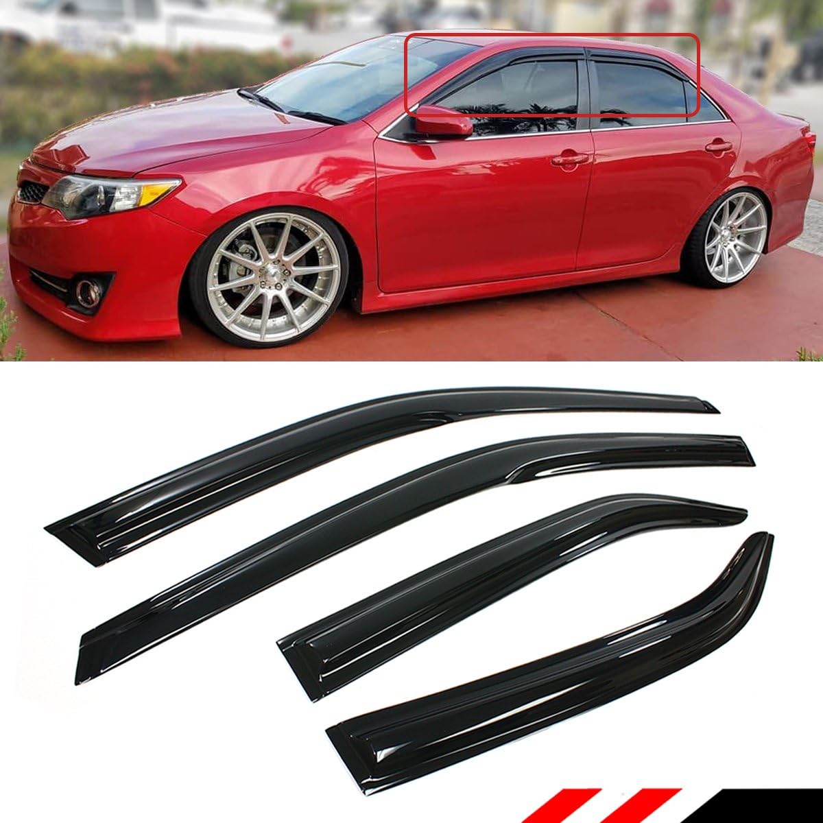 3D Style Smoked Window Visor Vent Shade Rain/Sun Guard Compatible for 2012-2014 Toyota Camry SE L LE XLE