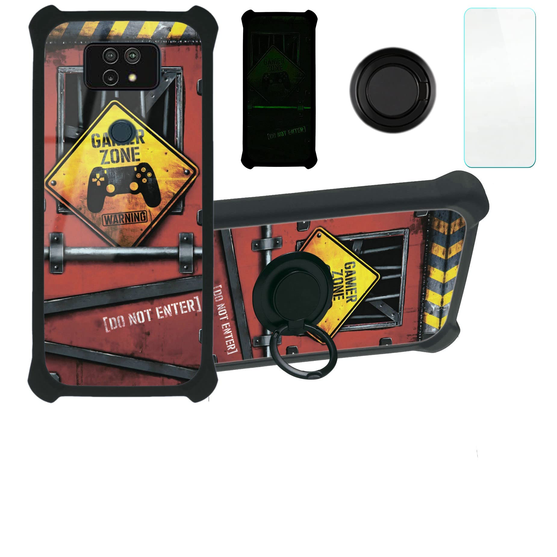 Aroepurt Cricket Ovation 2 Case Compatible with Cricket Ovation 2 Phone Case Cover [with Tempered Glass Screen Protector][Hard PC + Soft Silicone][Luminous Effect] YGH-JGP