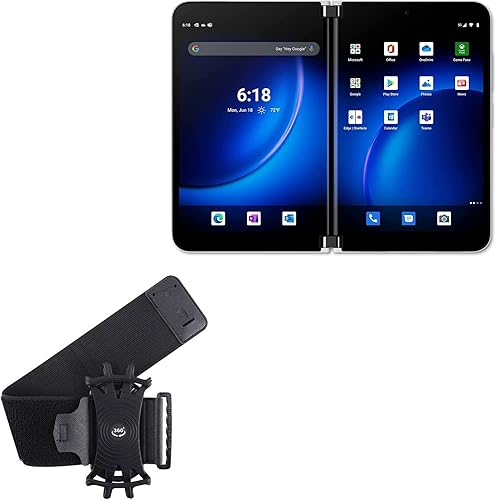 BoxWave Funda compatible con Microsoft Surface Duo 2 5G - Brazalete deportivo ActiveStretch ajustable, para entrenamiento y correr, color negro