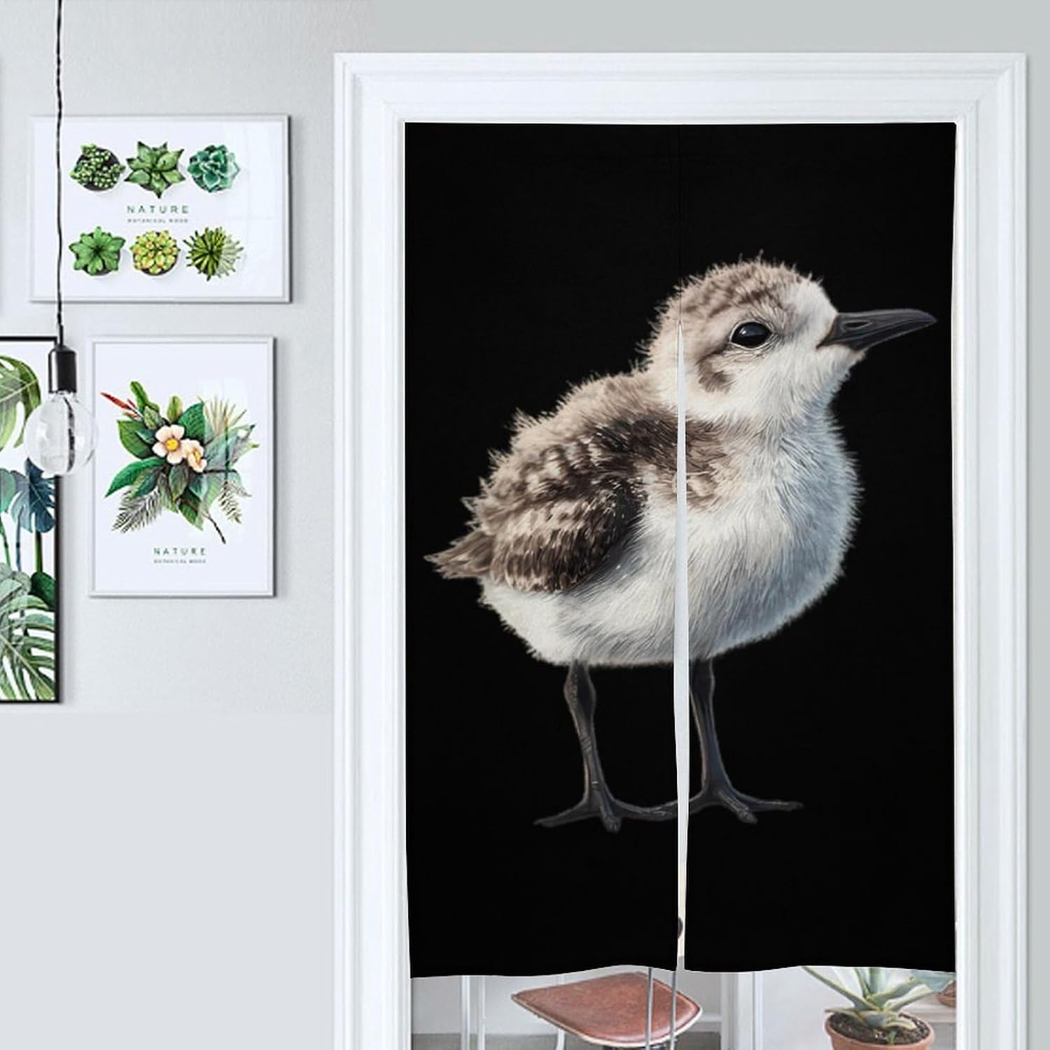 Shorebird Chick Doorway Curtain Insulated Room Divider Drapes | white linen,privacy curtains