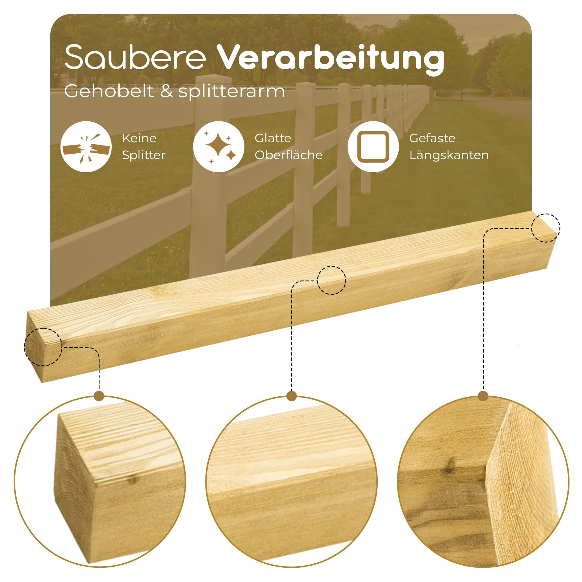 Geïmpregneerde grenen palen, 9 x 9 x 300 cm. - KG Concepts