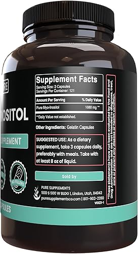 Miniatura 8 de Pure Original Ingredients Myo-inositol (730 cápsulas) sin magnesio o rellenos de arroz, siempre puro, verificado por laboratorio
