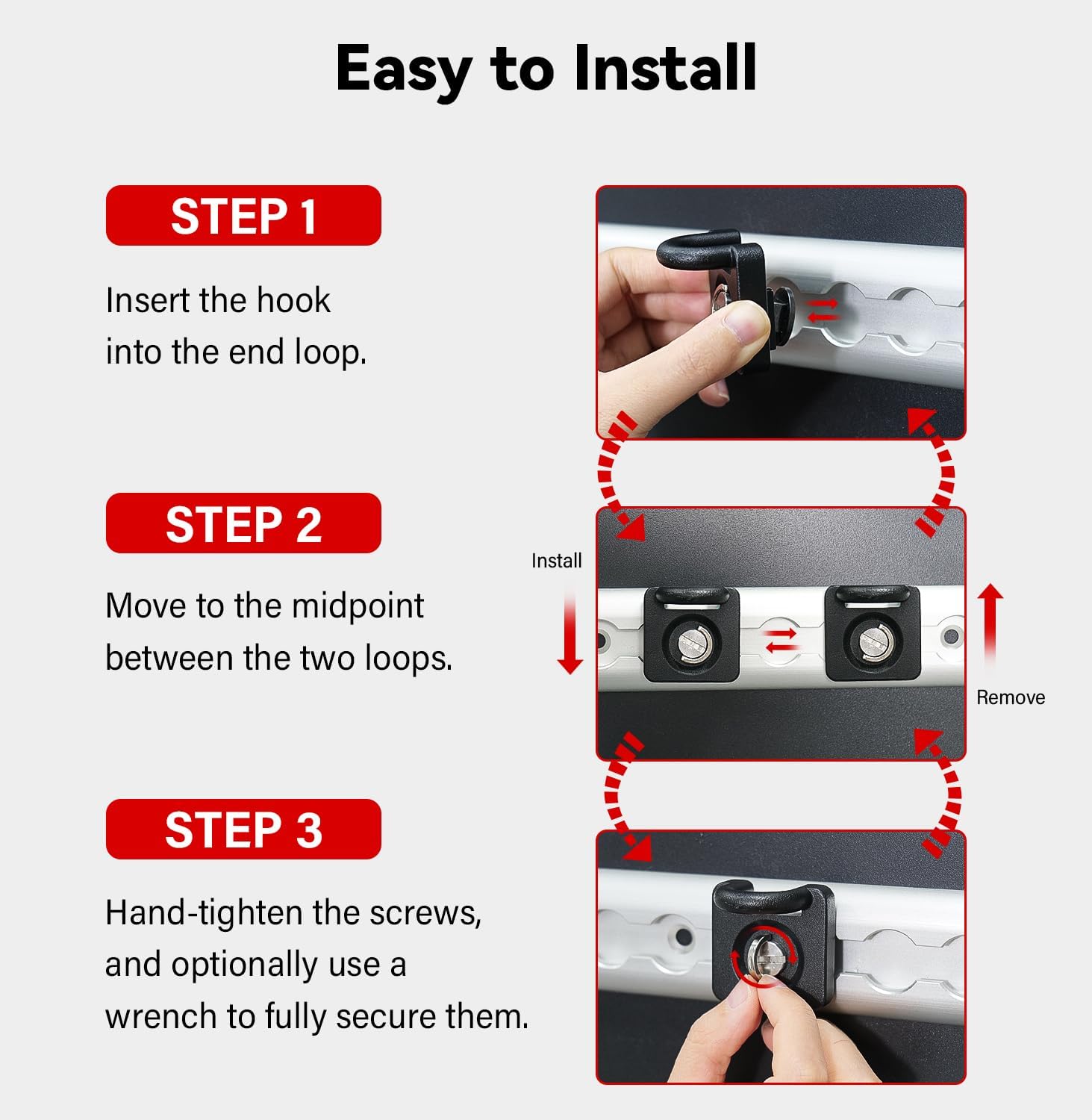 L Track Hooks 4pcs All-Metal Heavy Duty Tool-Free Tighten Easy Use Compatible with Tesla Cybertruck Accessories Anti-Rust Protection Durable L Track Tie Down L-Track Accessories for Truck Bed