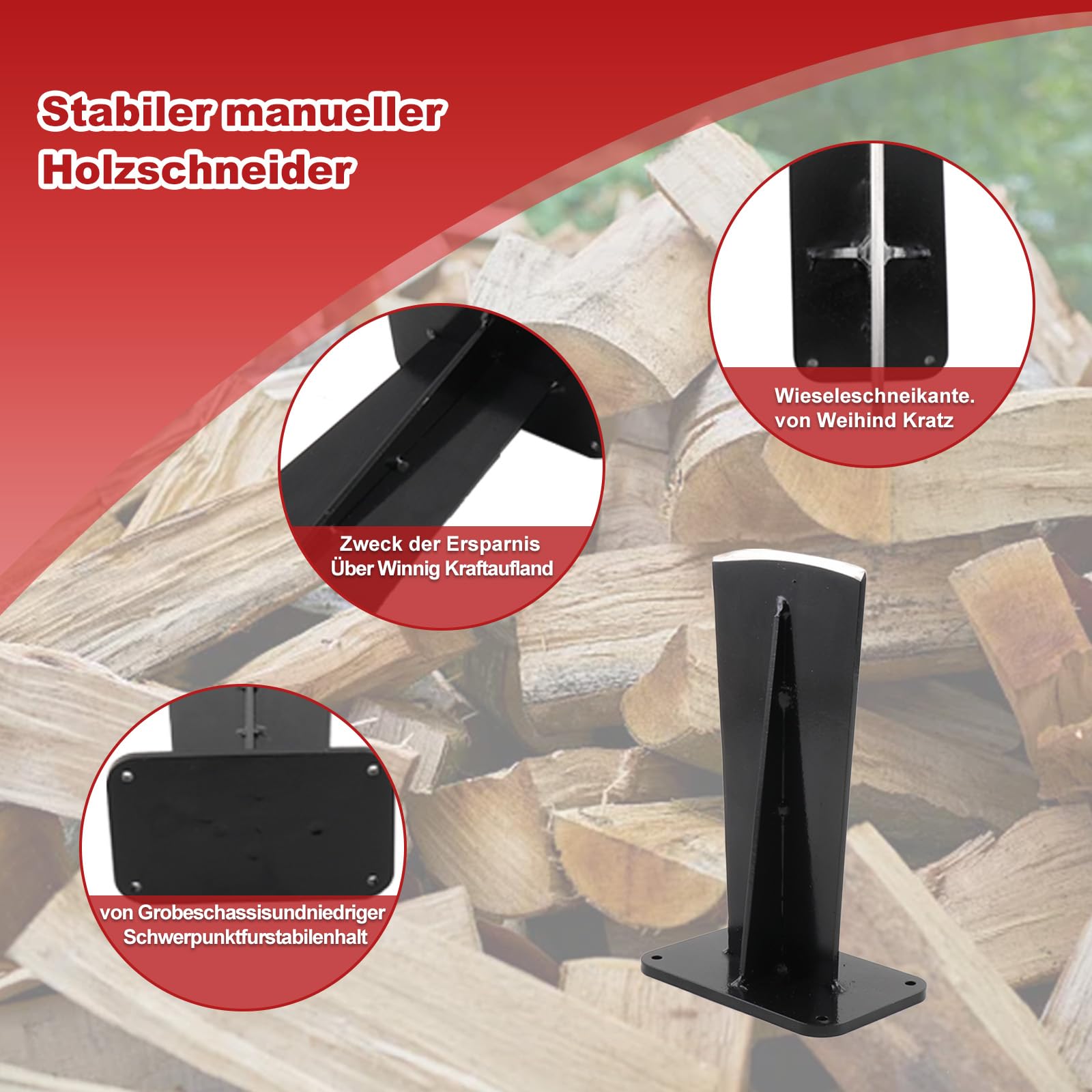 Holzspalter manuell, Anzündholz Spalter Handholzspalter, Gefertigt aus Hochfestem Stahl, Spalter Holz Wood Splitter manueller Holzspalter für Indoor & Outdoor, 13x10x20cm