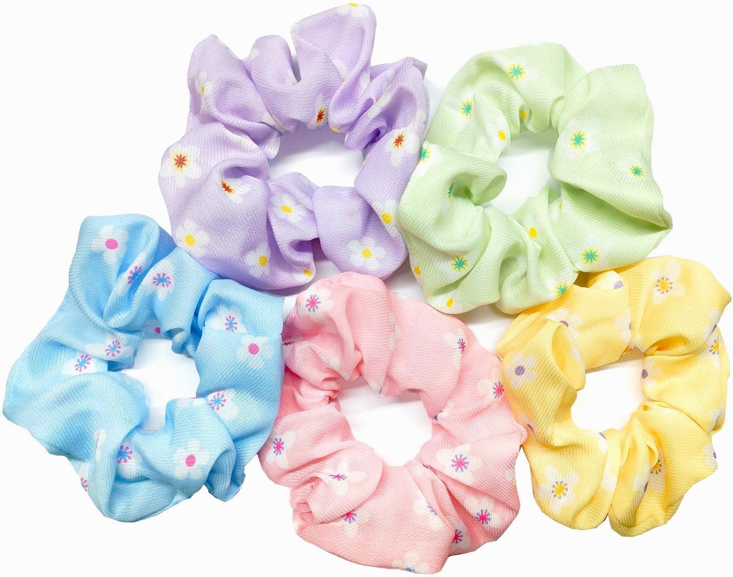 5-Piece Colorful Hair Ties for Girls - Scrunchies & Ponytail Holders