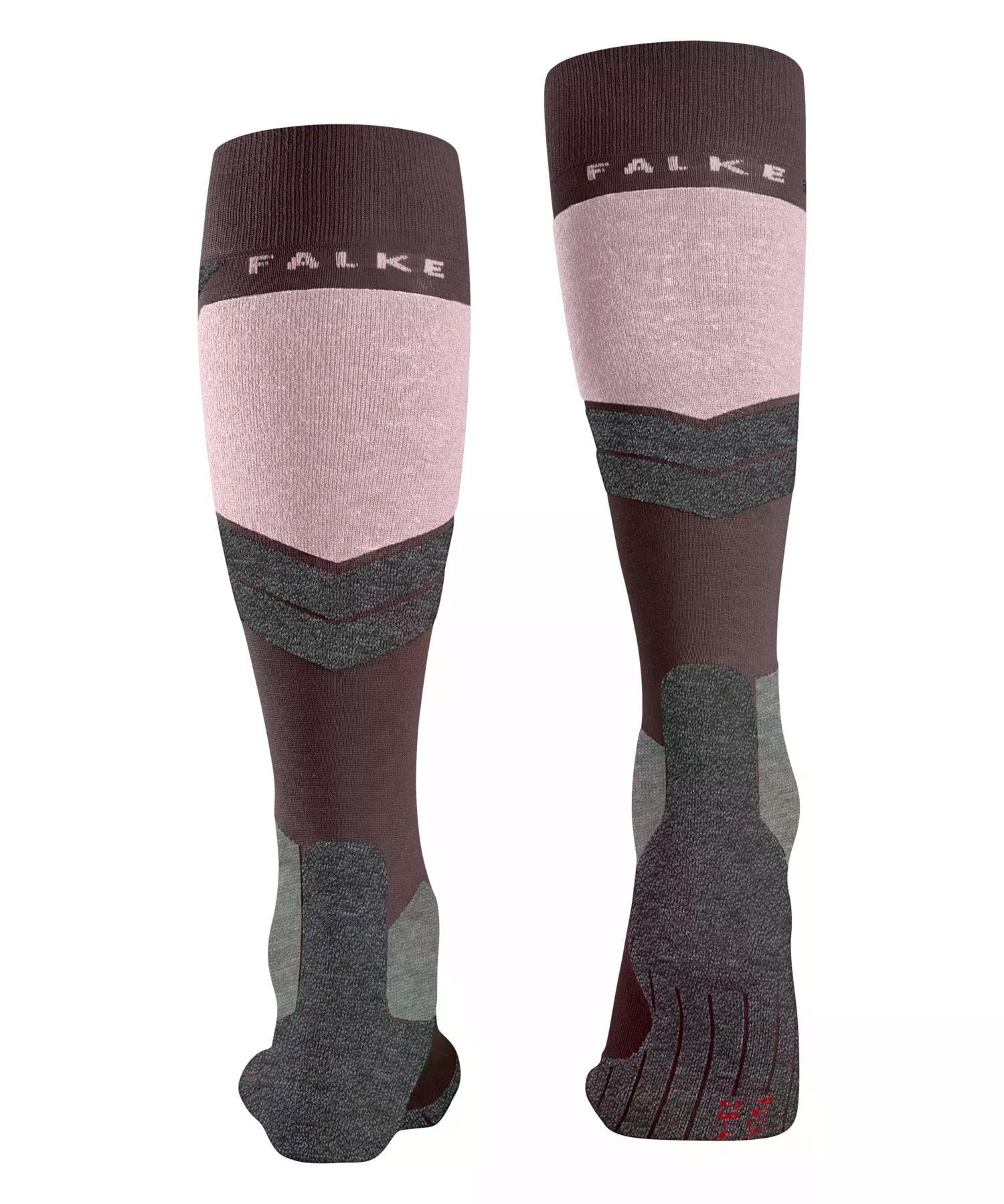 FALKE Damen Skisocken SK4 Advanced W Kh Wolle Funktionsmaterial warm dünn 1 Paar, Braun Mahogany 8344, 39-40