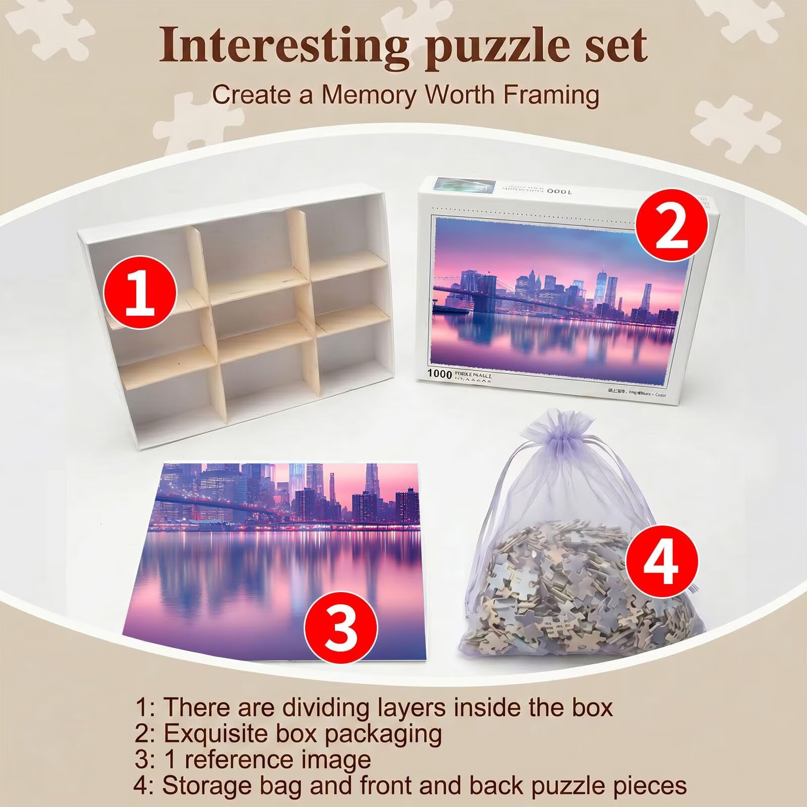 Città ponte Puzzle 5000 Pezzi per Adulti, Puzzle in Legno - Collezione Classica con Poster Incluso - Sfida di Concentrazione e Passatempo Antistress, Gioco Educativo per Famiglia, 156 x 105 cm f0-52