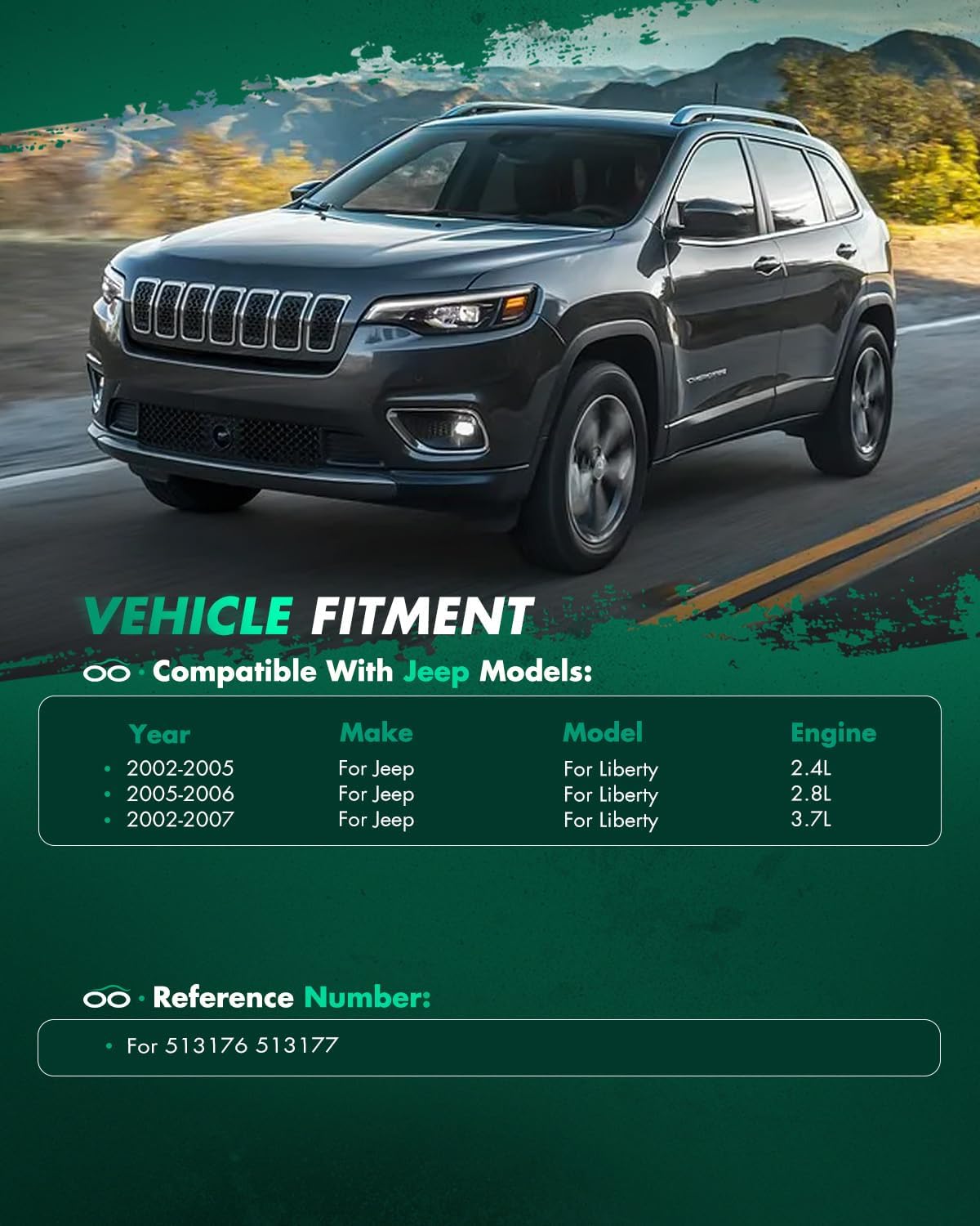 SCITOO Compatible with Pair Set (2) New Front Wheel Hub Bearing Assembly ABS fit 02-07 for Jeep Liberty 513176 513177 5 Lugs w/ABS