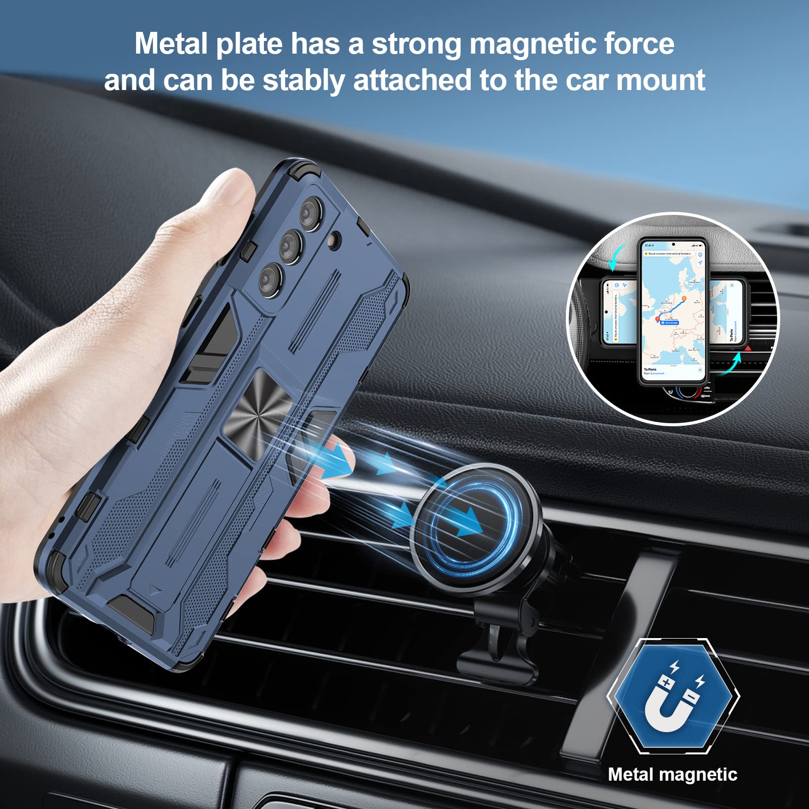 Funda para CMF Phone 2 Pro, Carcasa Antigolpes con Soporte anular metálico, Case Protectora de Grado Militar, Negro — view 114