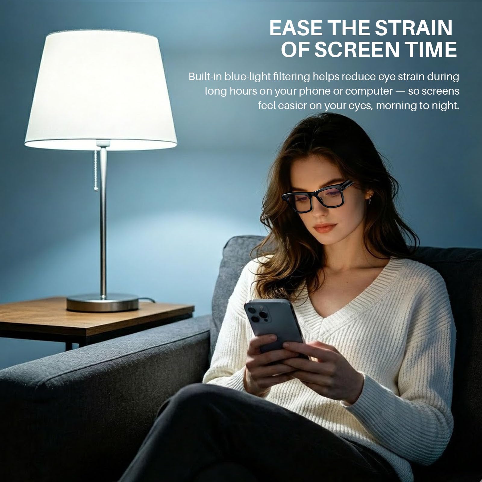 Photo 1 of EnergyPort AI Smart Glasses with Camera & Bluetooth, 8MP 1080P HD Video, 2-in-1 Blue Light + Sunglass Lenses, Open-Ear Audio, Voice Assistant, AI Recognition & Translation, Privacy LED, IPX4