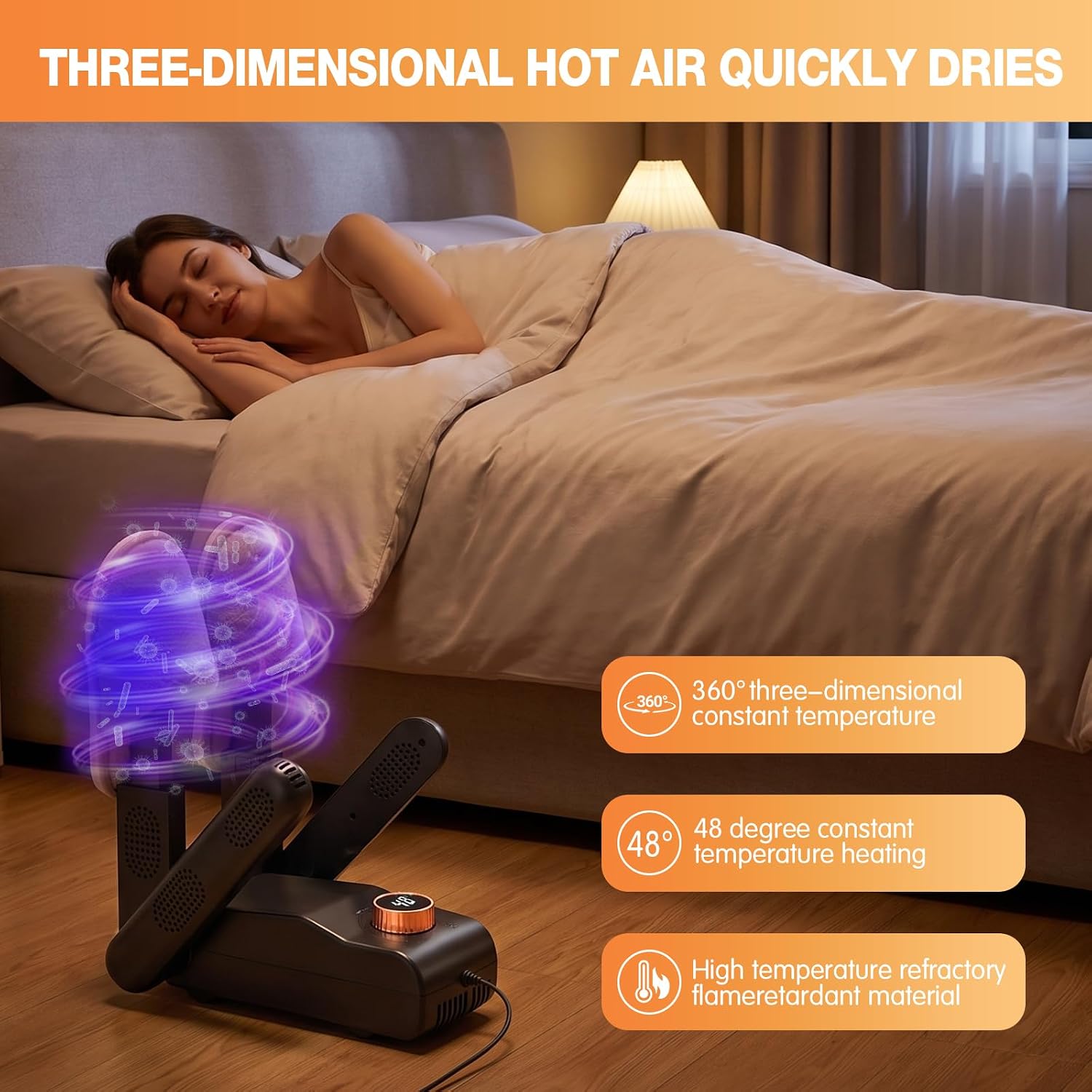 Boot Dryer - Glove Dryer and Boot Warmer Heat Blower for 4 Pairs (Black)