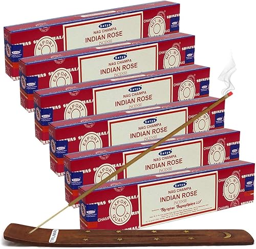 Vista 128 de Satya Sai Baba Nag Champa - Varitas de incienso de 0.53 oz y soporte - Paquete de 6 (aproximadamente 90 varillas)