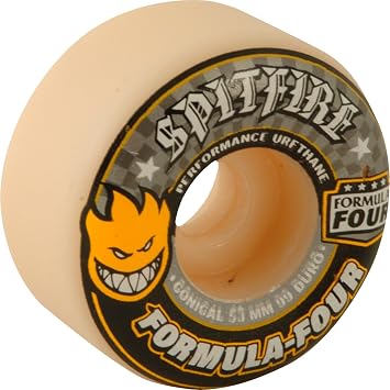 Spitfire Formula 4 99a Conical 53mm White W/Yellow & Black Skateboard Wheels Set of 4