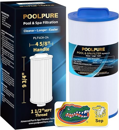POOLPURE PLF4CH-24 SPA Filter Replaces Pleatco PGS25P4 1PACK | Compatible with Unicel 4CH-24, Filbur FC-0131, 20254-238, SD-00004, PAS-1217, 12519, AK-9004, SD-01103, 25 sqft.