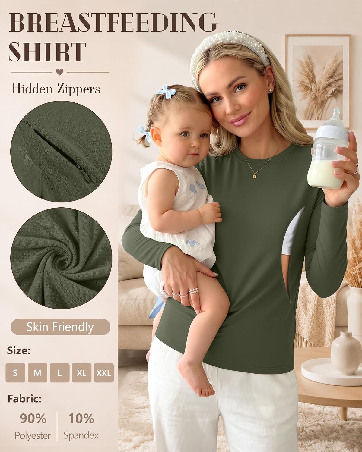 3 Pack Women's Nursing Tops Breastfeeding Shirts Fall