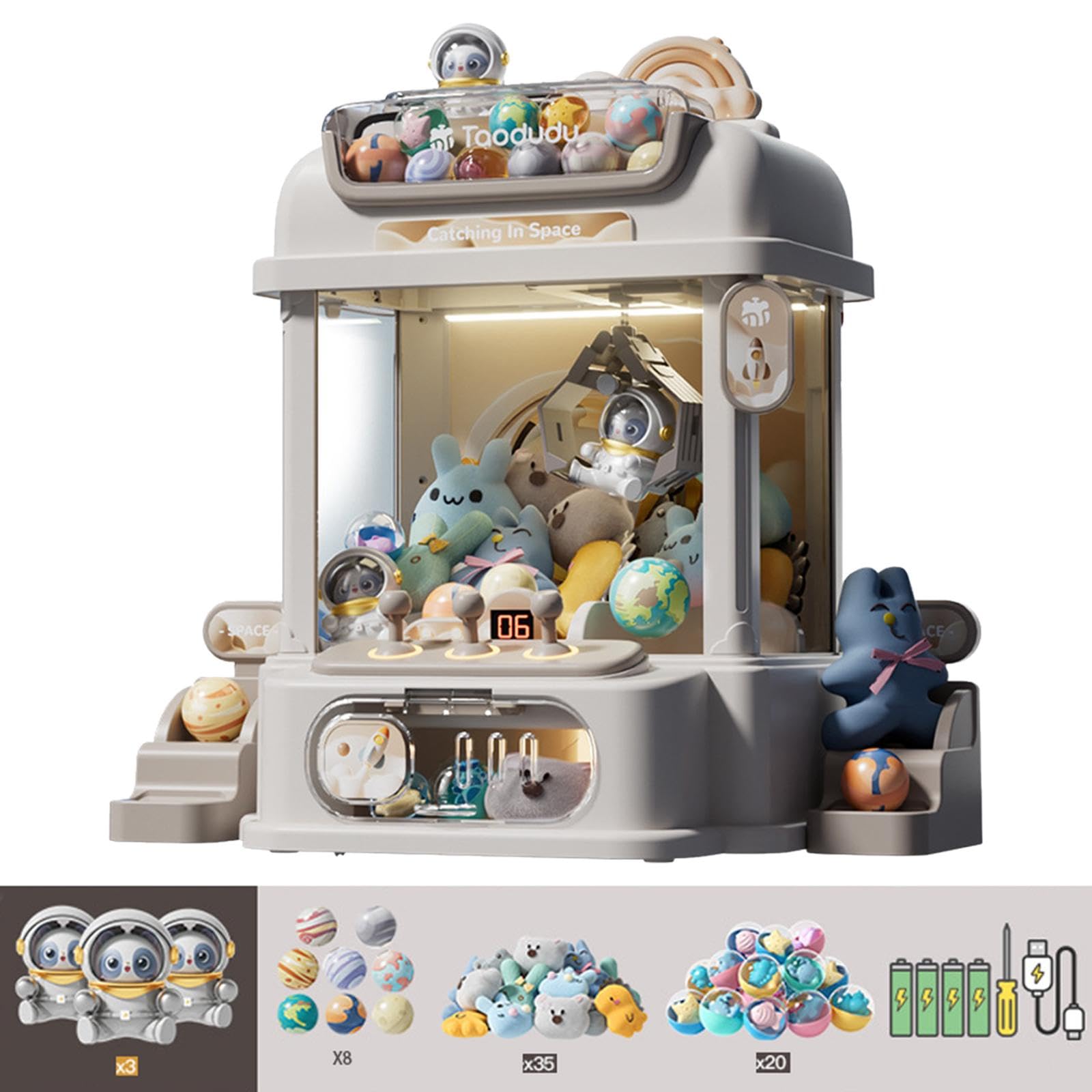 Mini Spielzeugautomat mit Greiferfunktion, Tischgerät mit Licht, Ideal für Drinnen Und Als Geschenk für Mädchen Und Jungen, Perfekt für Partys, Stil C