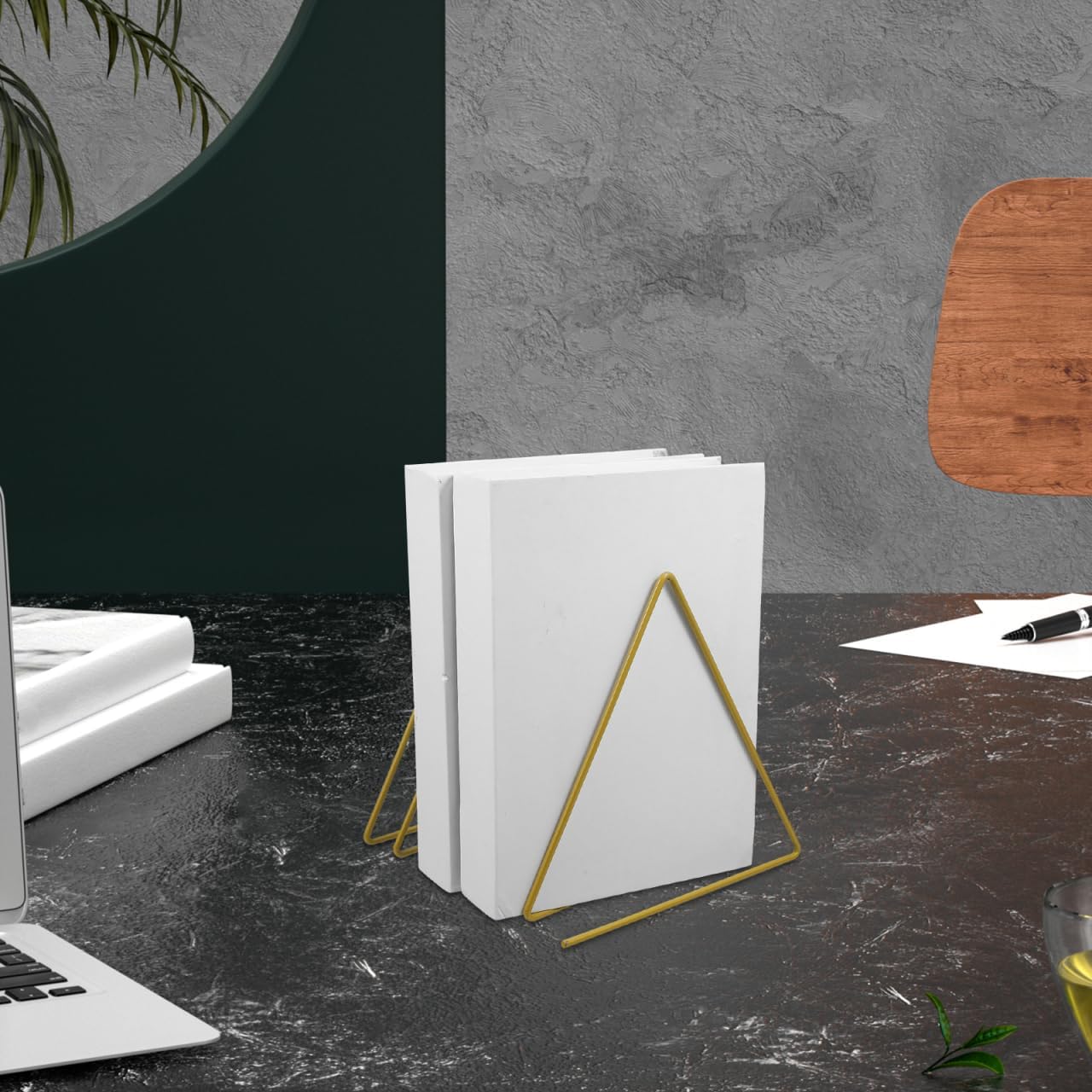 Lurrose Triangle Desk File Organizer Desktop Bookshelf for Magazines Books Folders Mail and Documents Space-Saving File Holder for Office School Home 9.05 X 6.69 X 6.49 in image 4